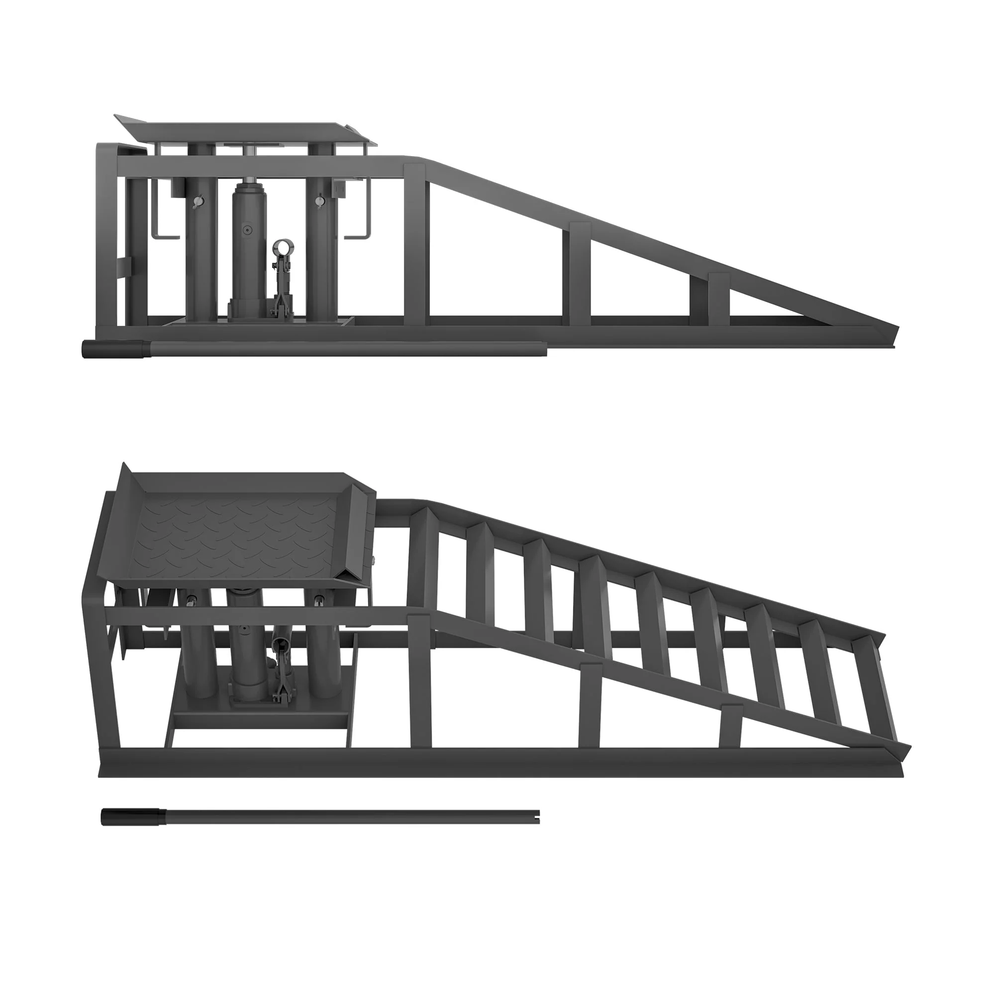 Car Loading Ramp Set, 2-Piece Height-Adjustable Lifting Platform, Grey - Image 6