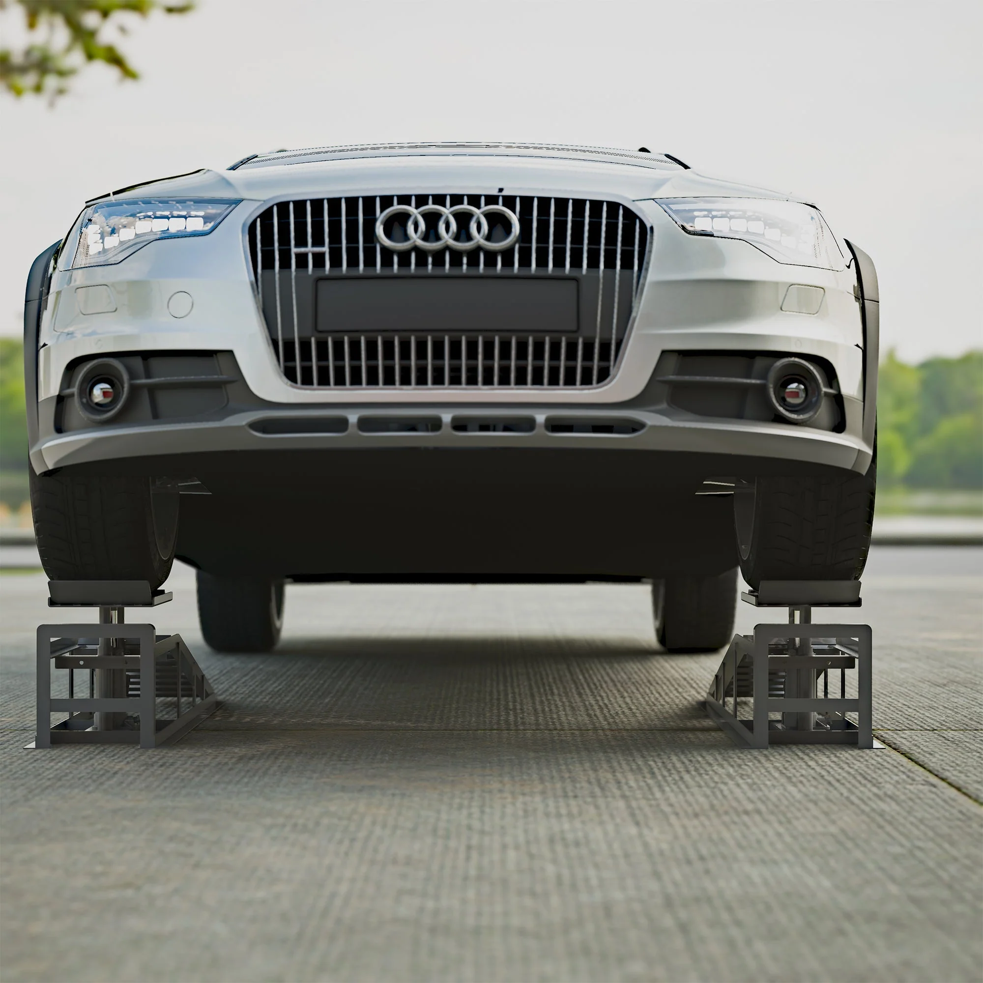 Car Loading Ramp Set, 2-Piece Height-Adjustable Lifting Platform, Grey - Image 8