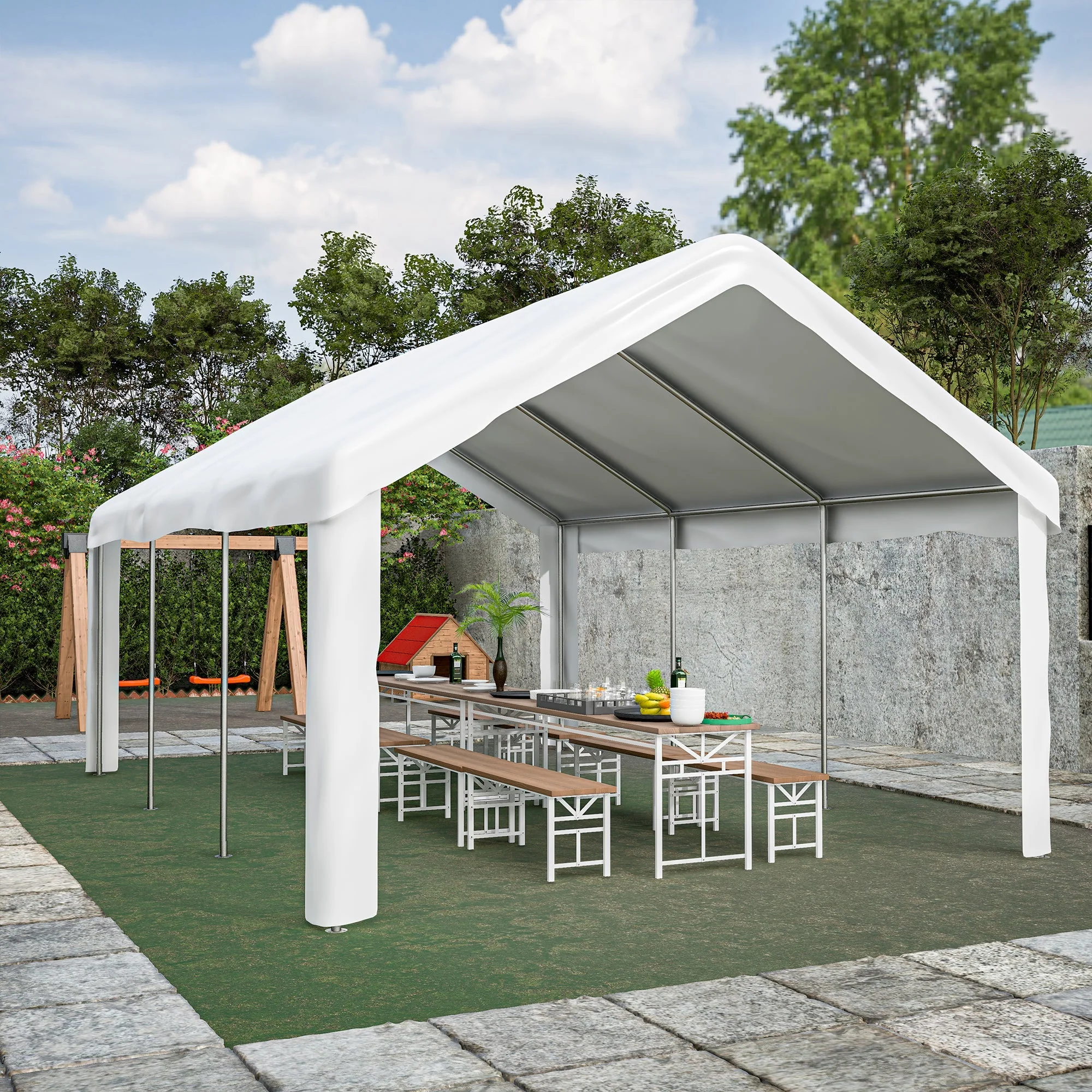 Car Tent Garage 4x6m Weatherproof Dual Roller Doors Removable Roof and Sides - Image 10