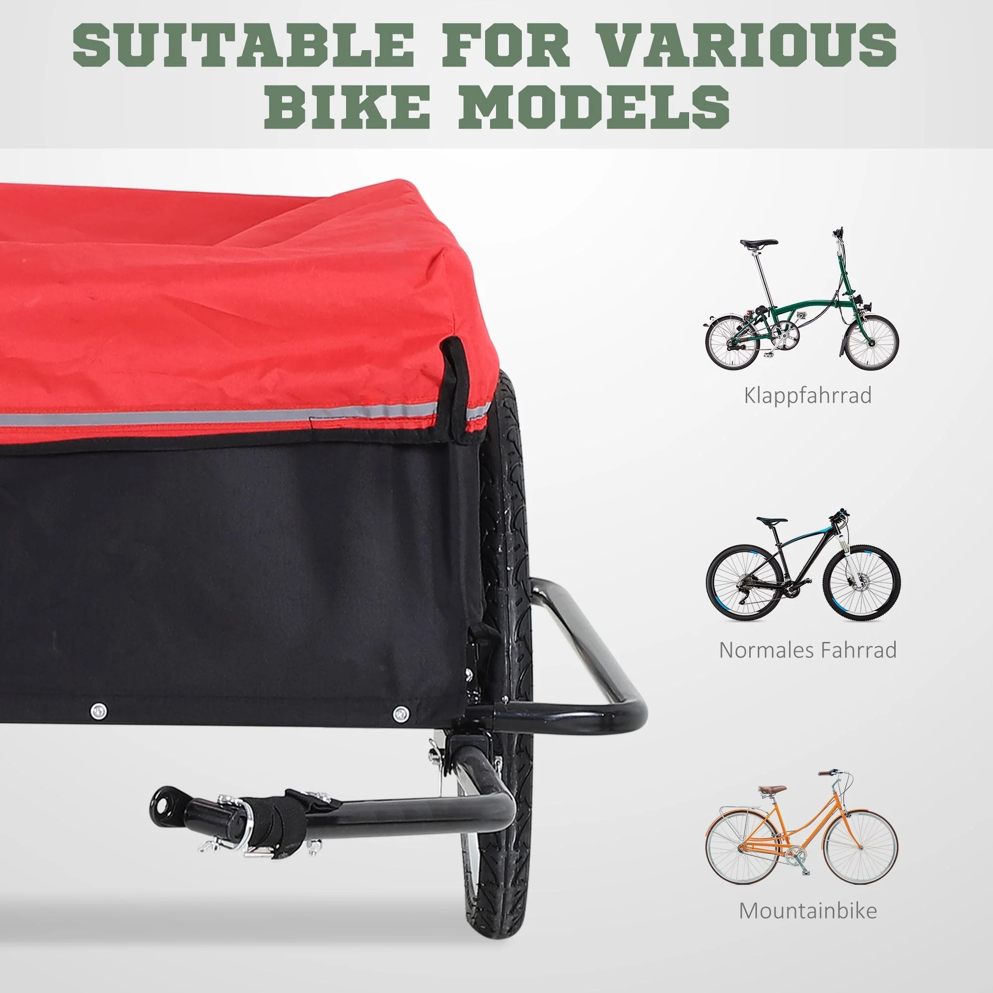 Cargo trailer transport trailer 2-wheel bike, robust & versatile, black red - Image 5