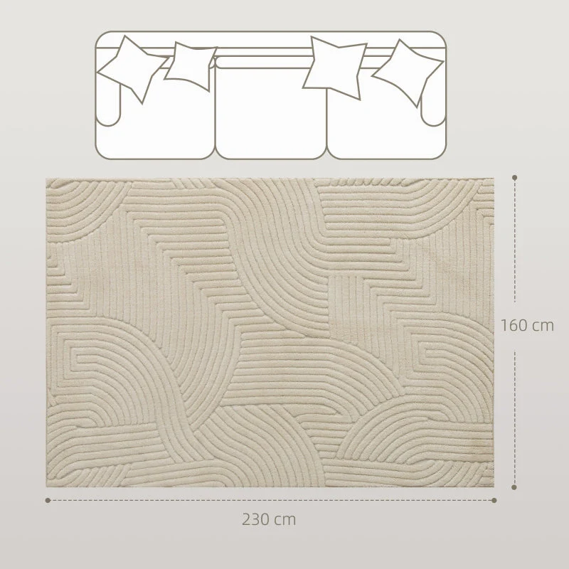 Carpet, Machine-Woven 15mm High Non-Slip, Cream White - Image 3