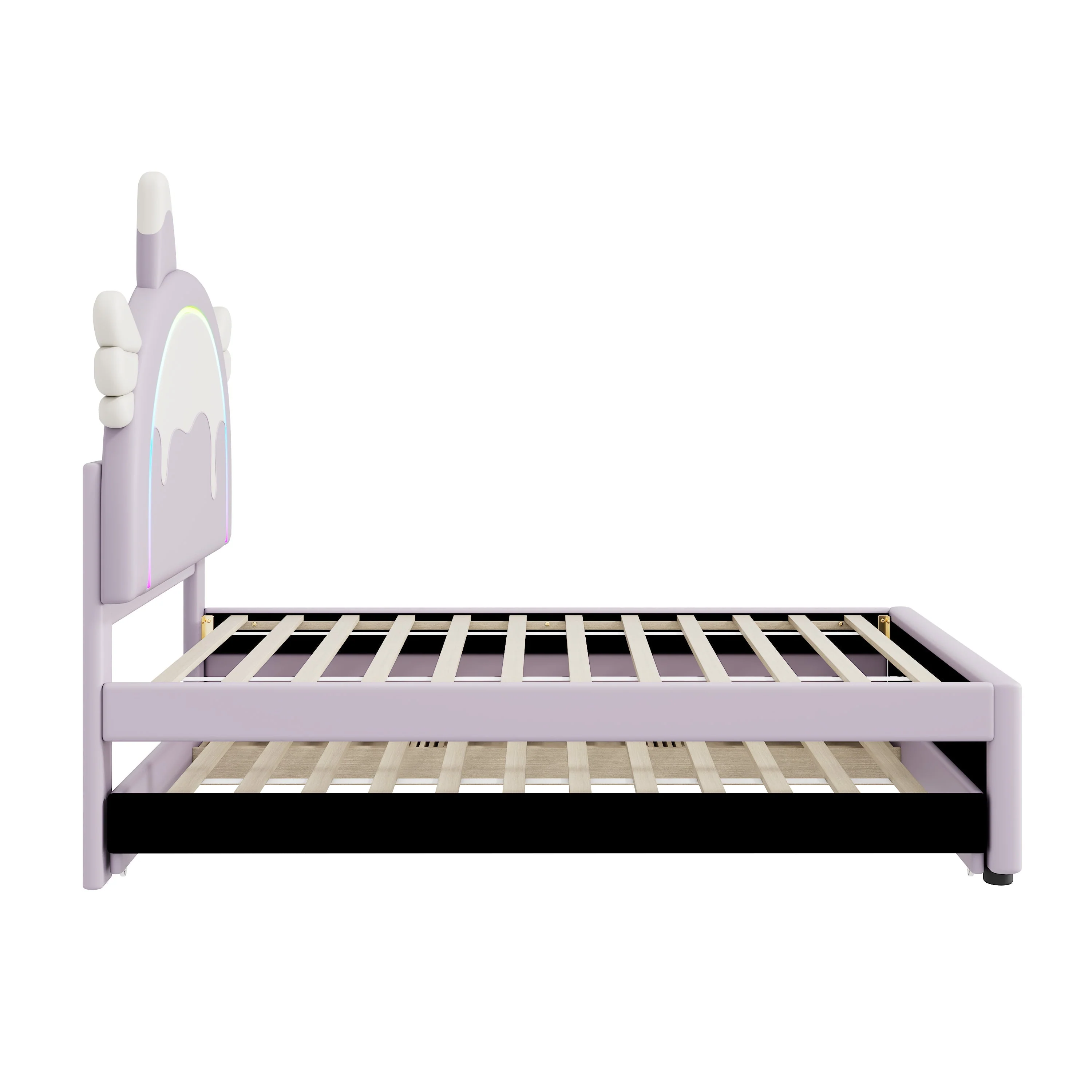 Cartoon Children's Bed 90x200cm Unicorn Extendable Rollaway - PU Violet - Image 10