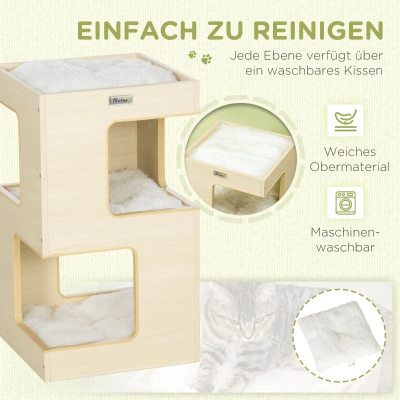 Cat Barrel, 2 Levels with Toys, Natural + Light Grey - Image 4
