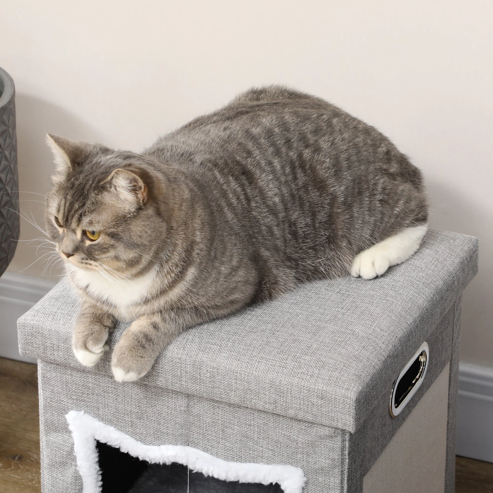 Cat Cave Ottoman, Cushion, Scratching Mat, Grey Polyester - Image 8