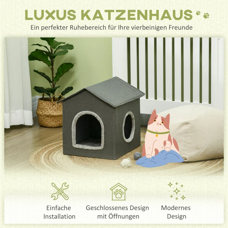 Cat Cave, Pillow Pet Travel Bed, Washable, Khaki/Green - Image 5