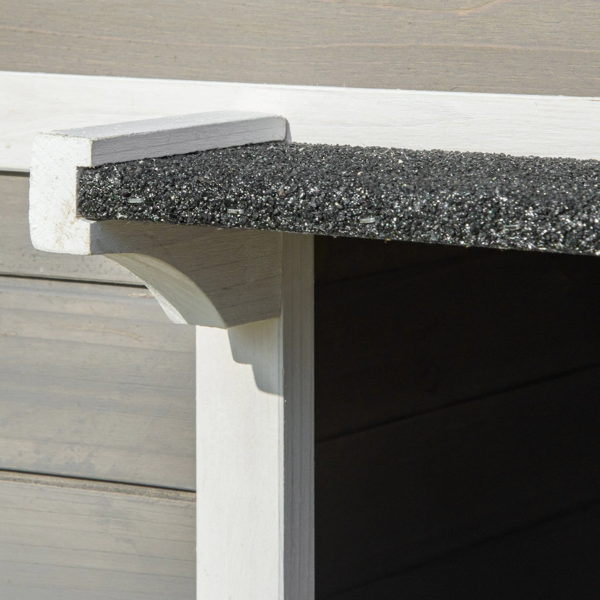 Cat House/Hut with Terrace & Balcony Fir Wood Grey & White - Image 7