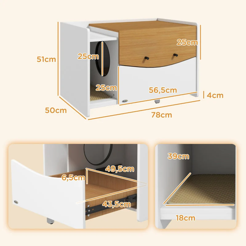 Cat Litter Box, Extendable Cabinet, Oak/White - Image 3