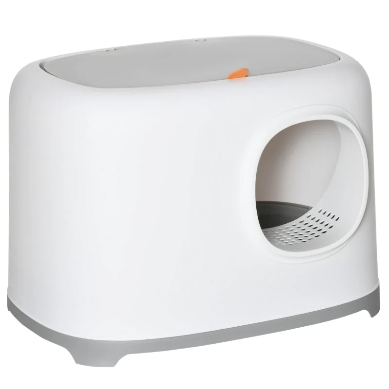 Cat Litter Box, Hooded Scoop Grid Base, XXL, White - Image 2