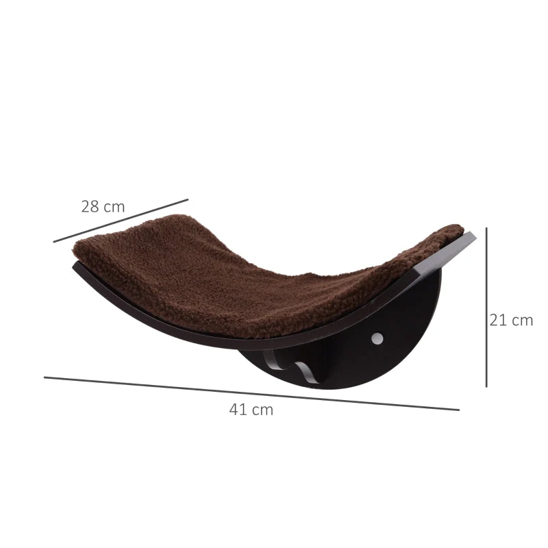 Cat Lounger Wall Mounted Plush Pad Brown - Image 3