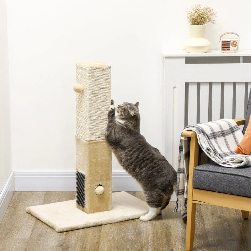 Cat Scratching Post, 79 cm Cat Tree with Toys, Plush Beige - Image 2