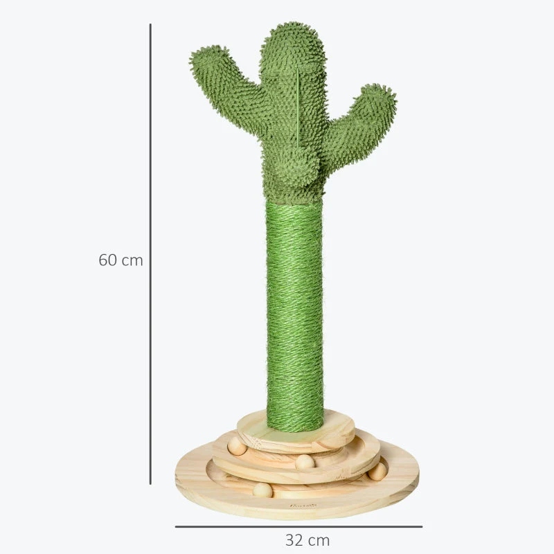 Cat Scratching Post Cactus Tree Sisal Rope Green+Natural - Image 3