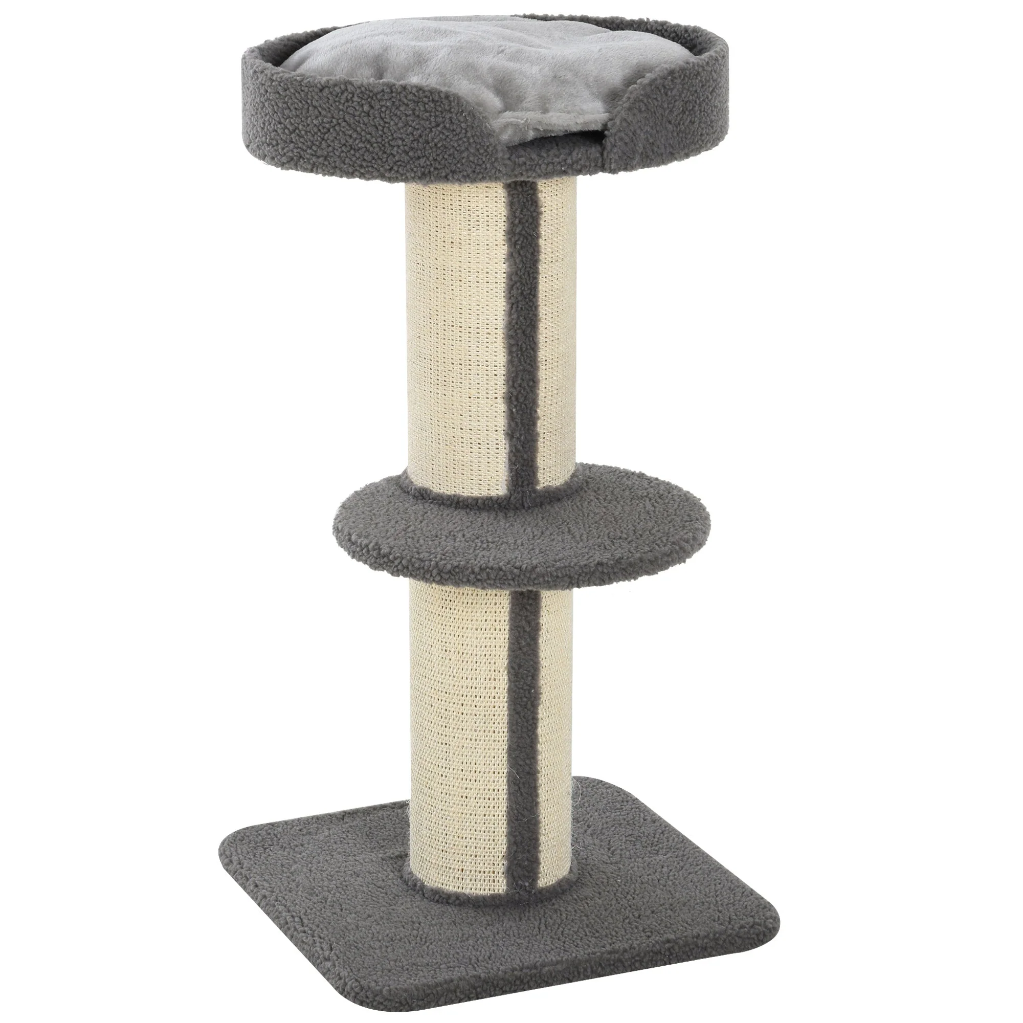Cat Scratching Post, Sturdy with Platform, Sisal, Grey - Image 2