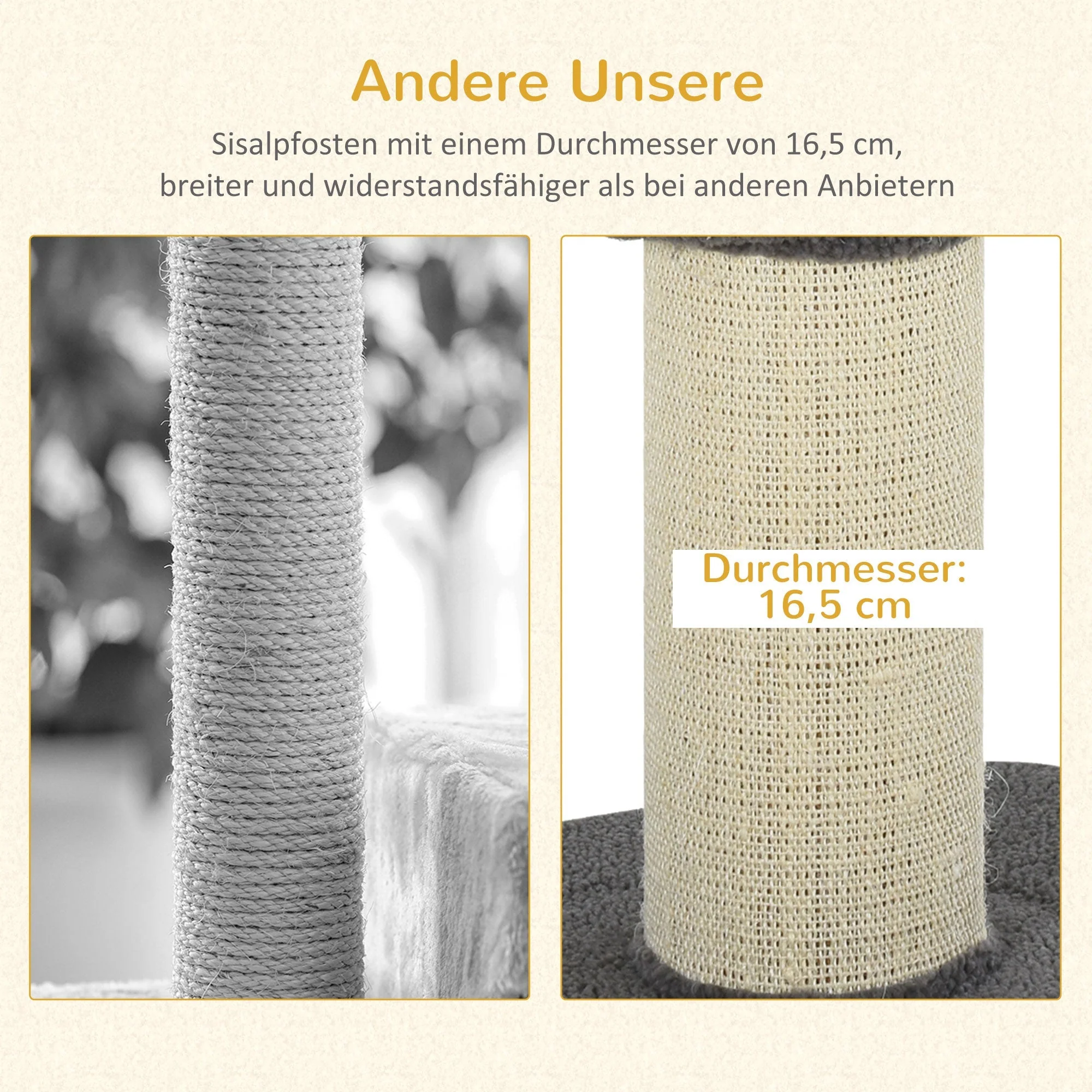 Cat Scratching Post, Sturdy with Platform, Sisal, Grey - Image 6