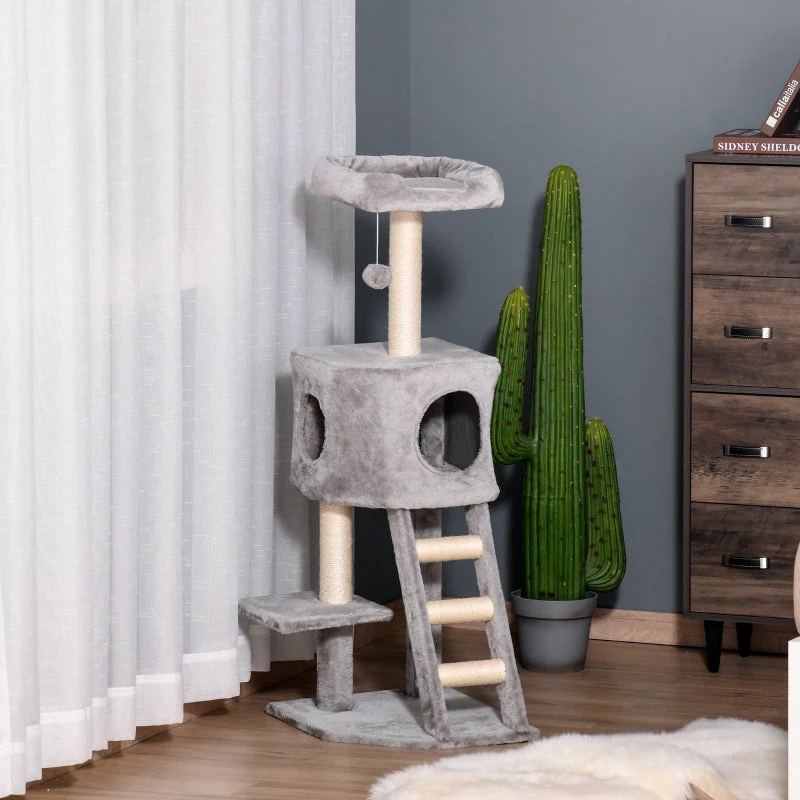 Cat Tree, 120 cm Multi-Level with Cave & Sisal Posts, Light Grey - Image 7