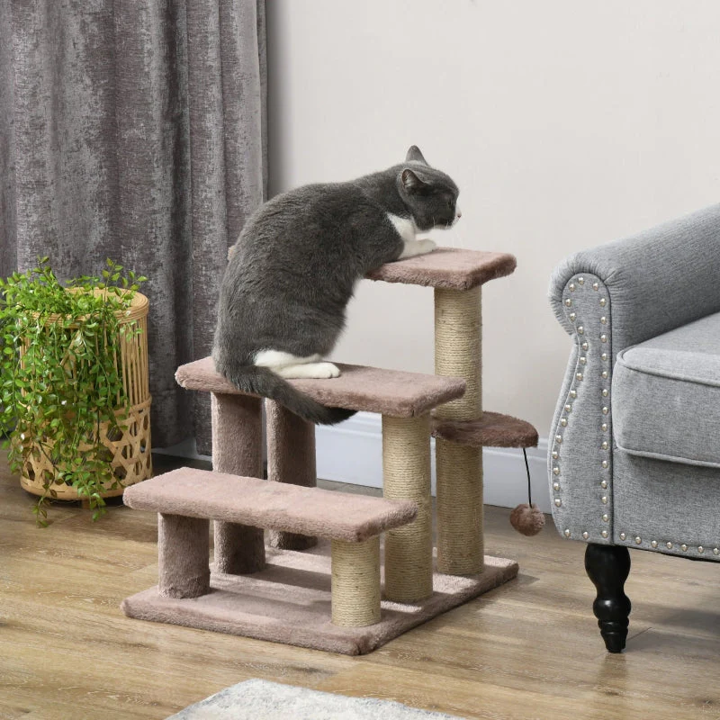 Cat Tree, 3 Steps Play Ball, Brown - Image 2