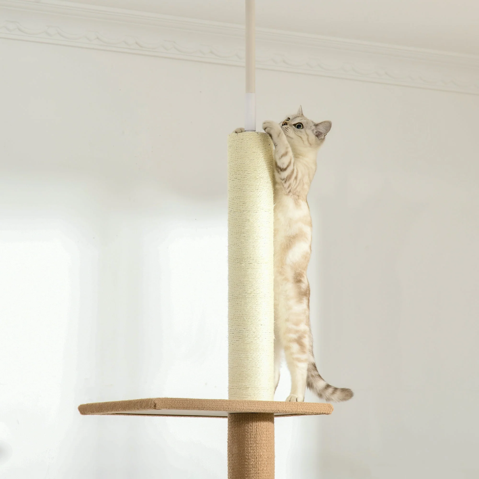 Cat Tree, Height Adjustable Climbing Play Tree, Khaki - Image 8