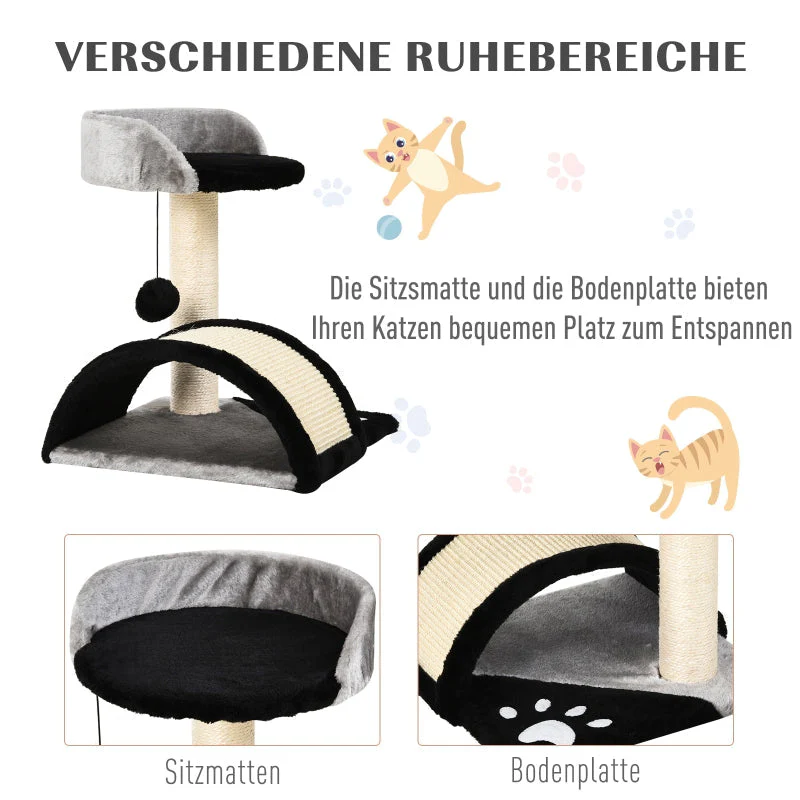 Cat Tree, Play Balls & Sisal Rope Scratching Posts, Black - Image 6