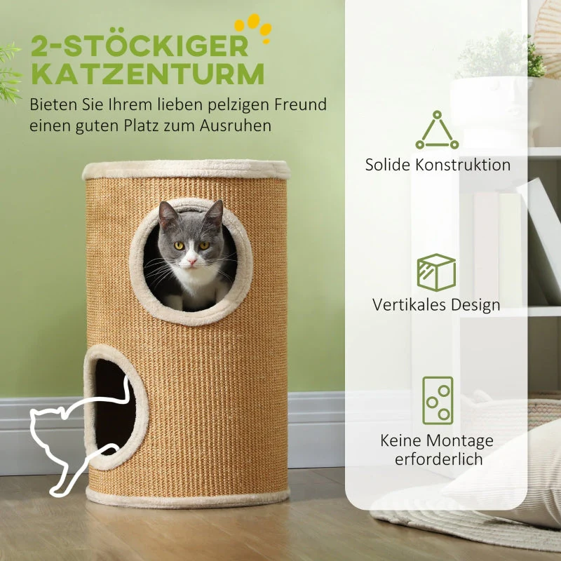 Cat Tree, Plush Sisal Surface, Brown-Beige - Image 3