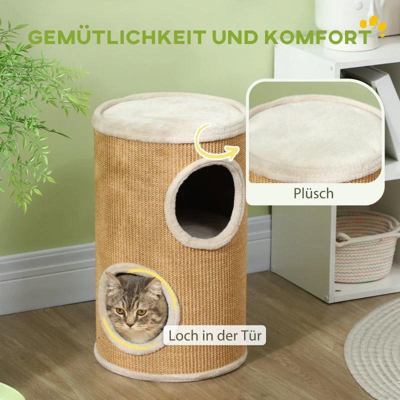 Cat Tree, Plush Sisal Surface, Brown-Beige - Image 5