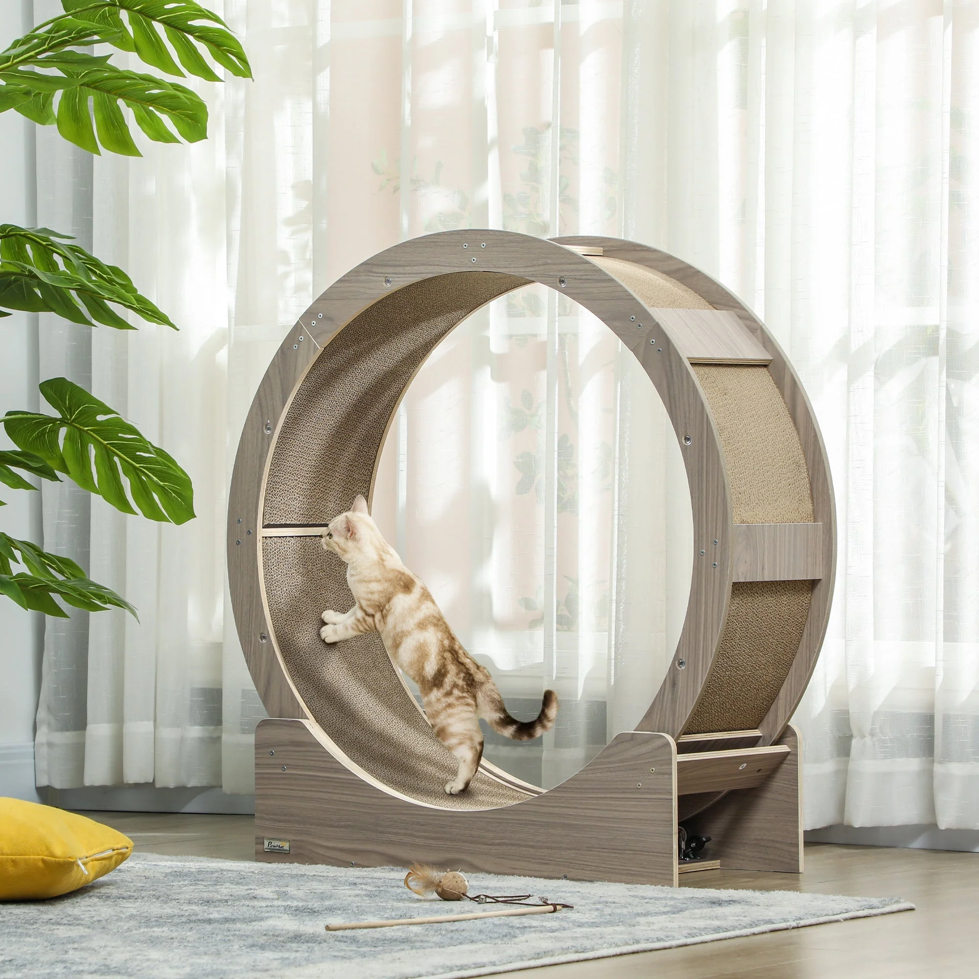 Cat Wheel Exercise Wheel, 91cm with Brake, Walnut
