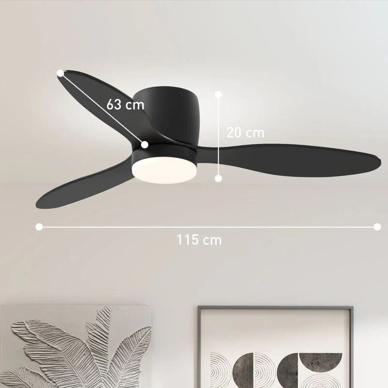 Ceiling Fan, 115 cm LED, Remote Control, 3 Blades, Bedroom - Image 3