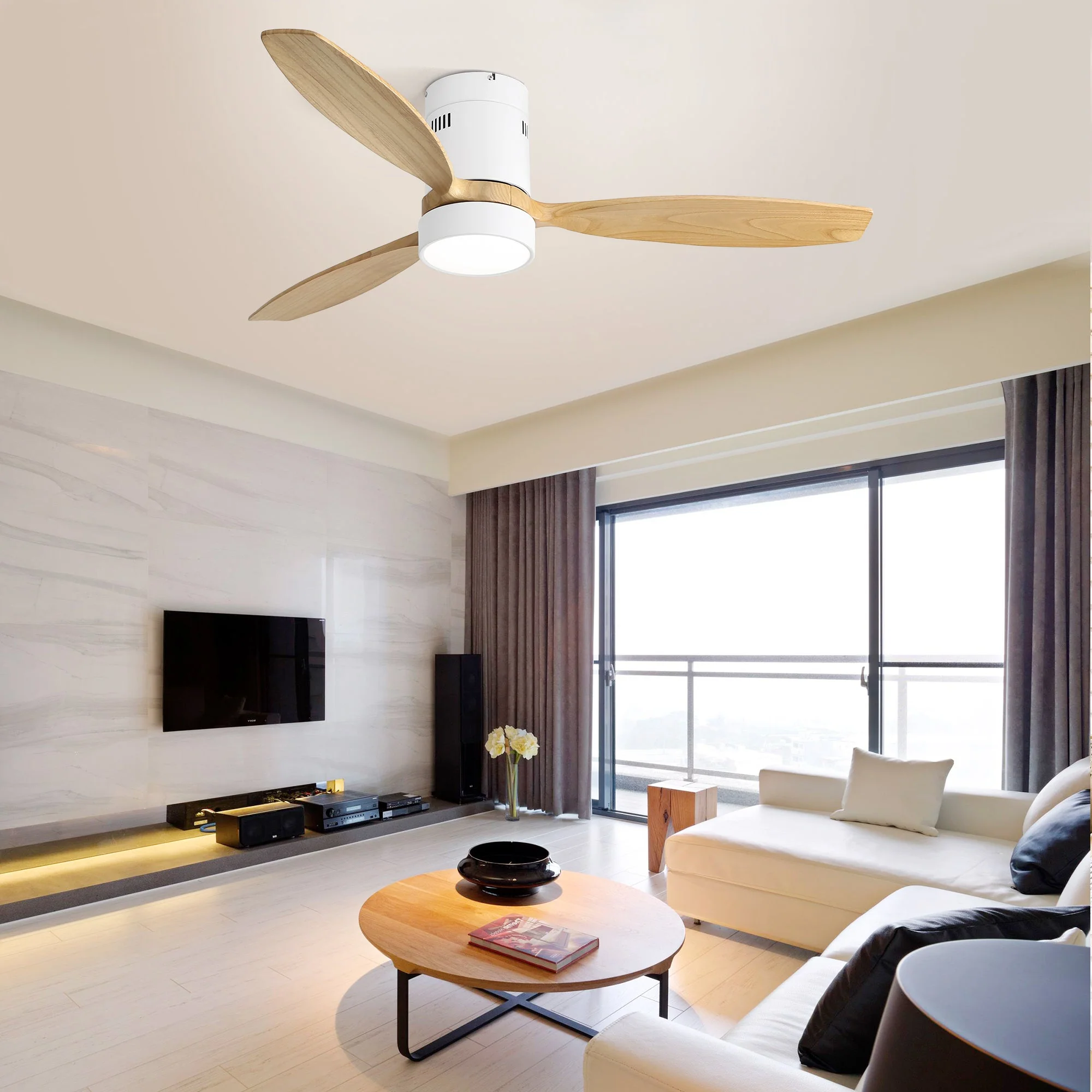 Ceiling Fan 52-inch Silent Reversible Motor Remote Control Light Solid Wood - Image 5