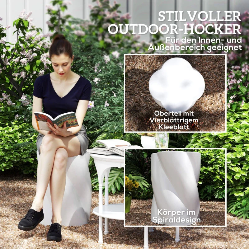 Ceramic Spiral Stool, 120 kg Load, Weatherproof, White - Image 4