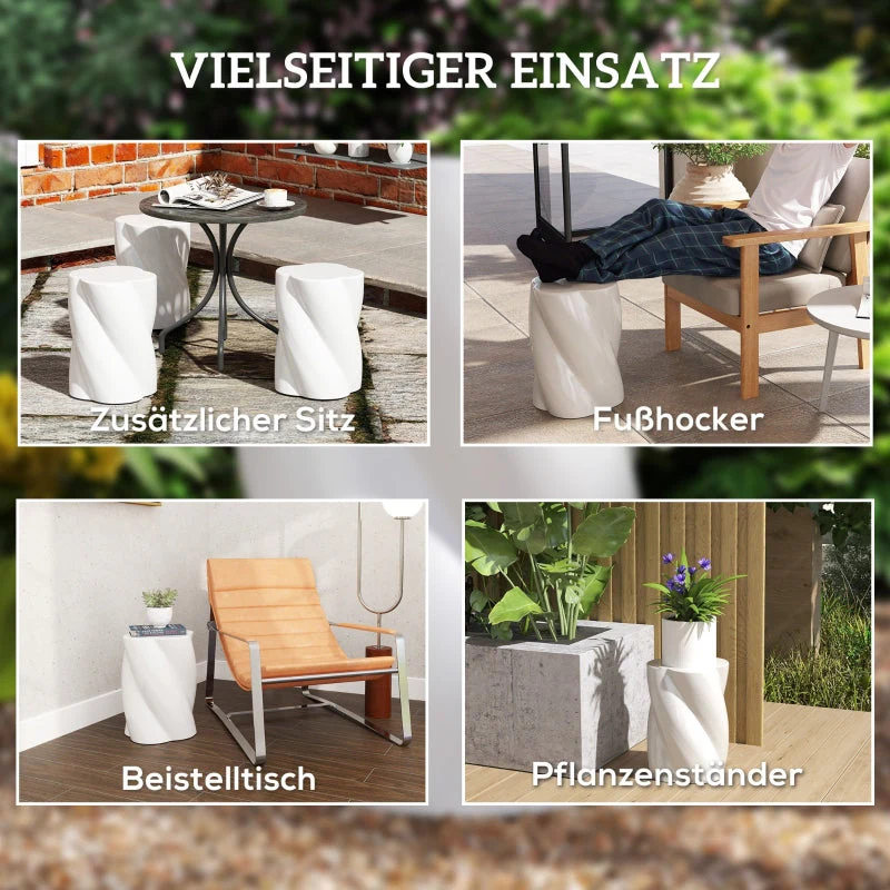 Ceramic Spiral Stool, 120 kg Load, Weatherproof, White - Image 7