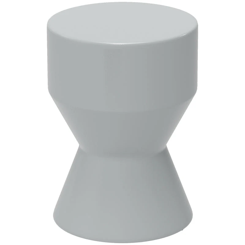 Ceramic Stool, Hourglass Shape, Weatherproof, Light Grey - Image 2