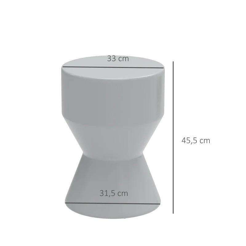Ceramic Stool, Hourglass Shape, Weatherproof, Light Grey - Image 3
