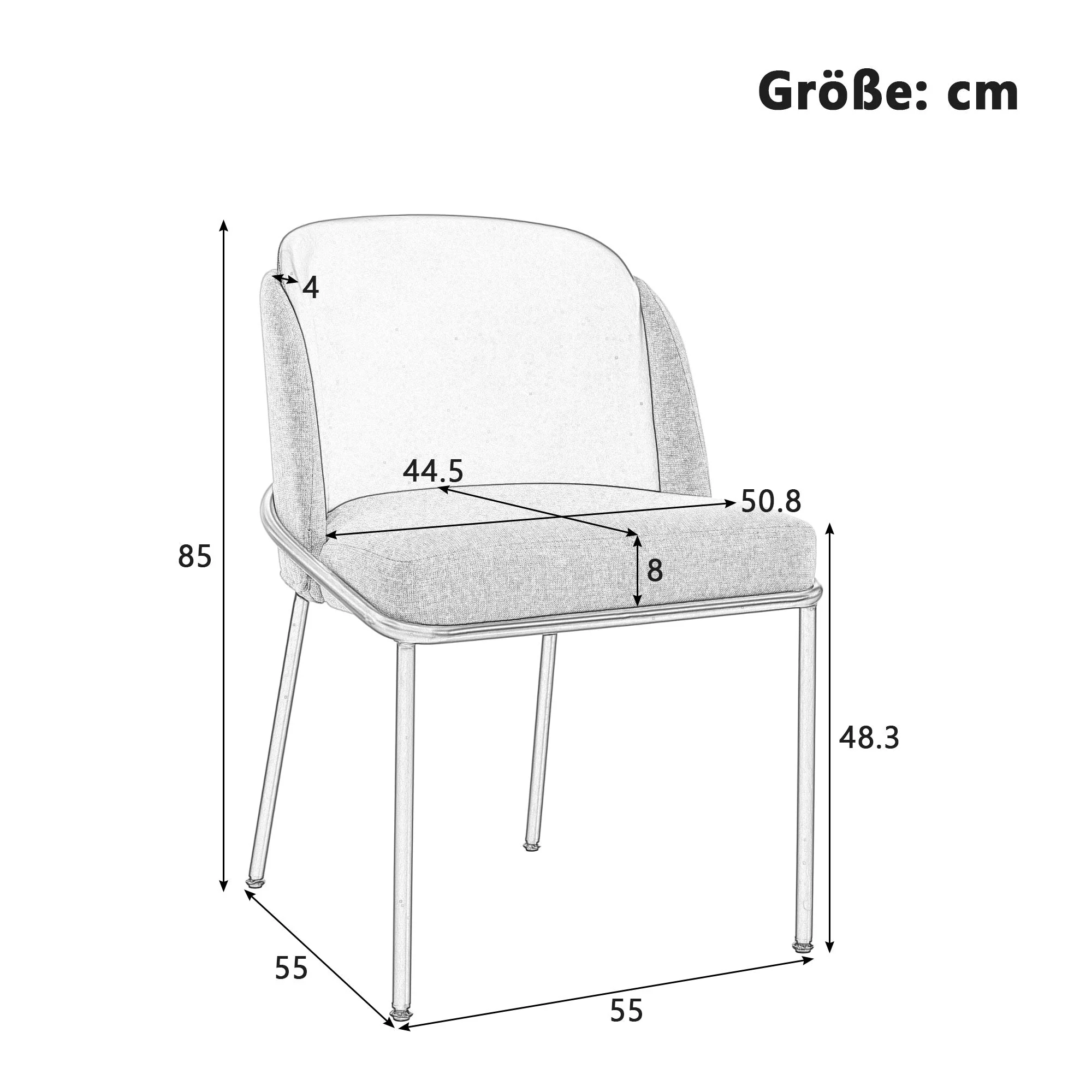 Chairs 4 Modern Angled Legs Adjustable Feet (Beige) - Image 2