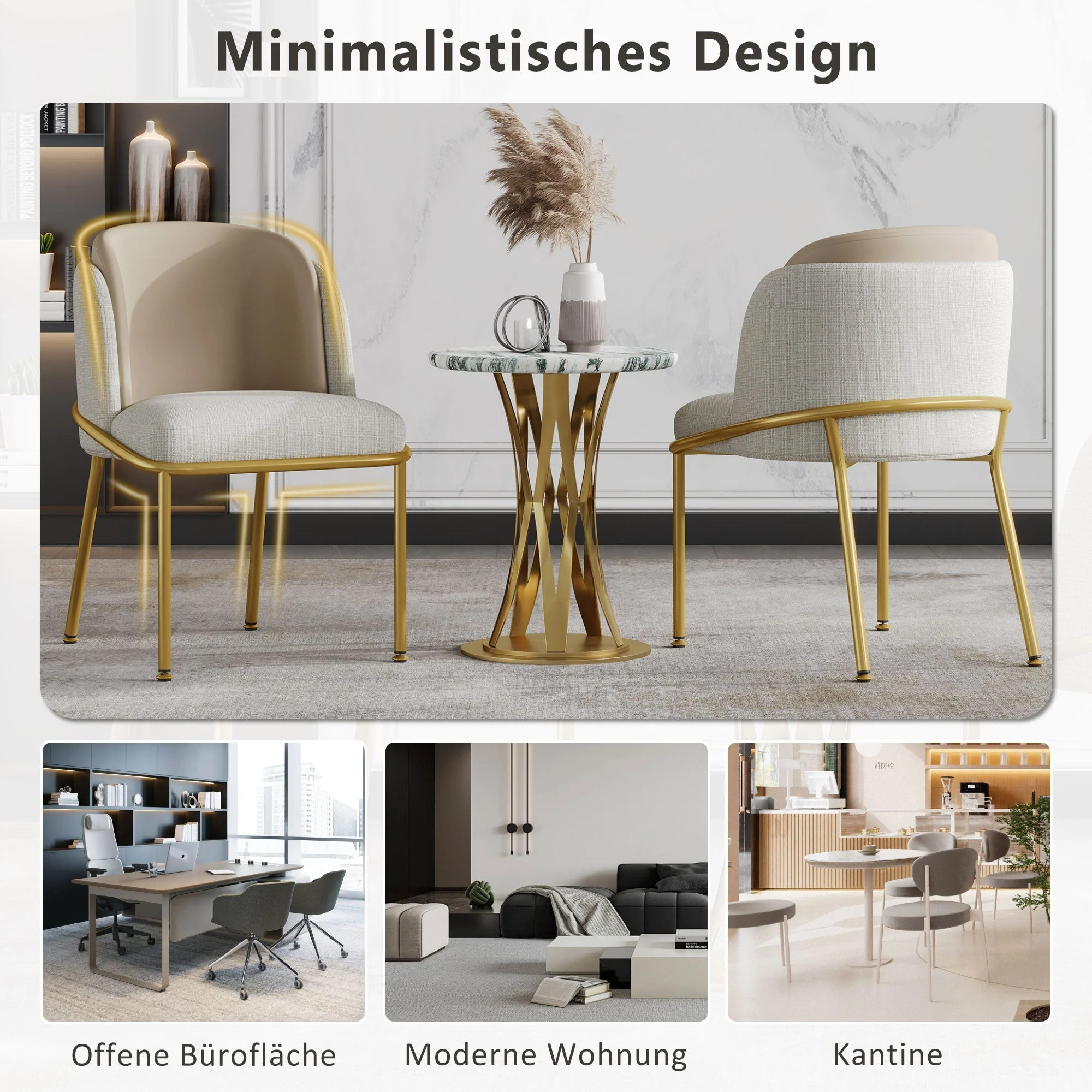 Chairs 4 Modern Angled Legs Adjustable Feet (Beige) - Image 3