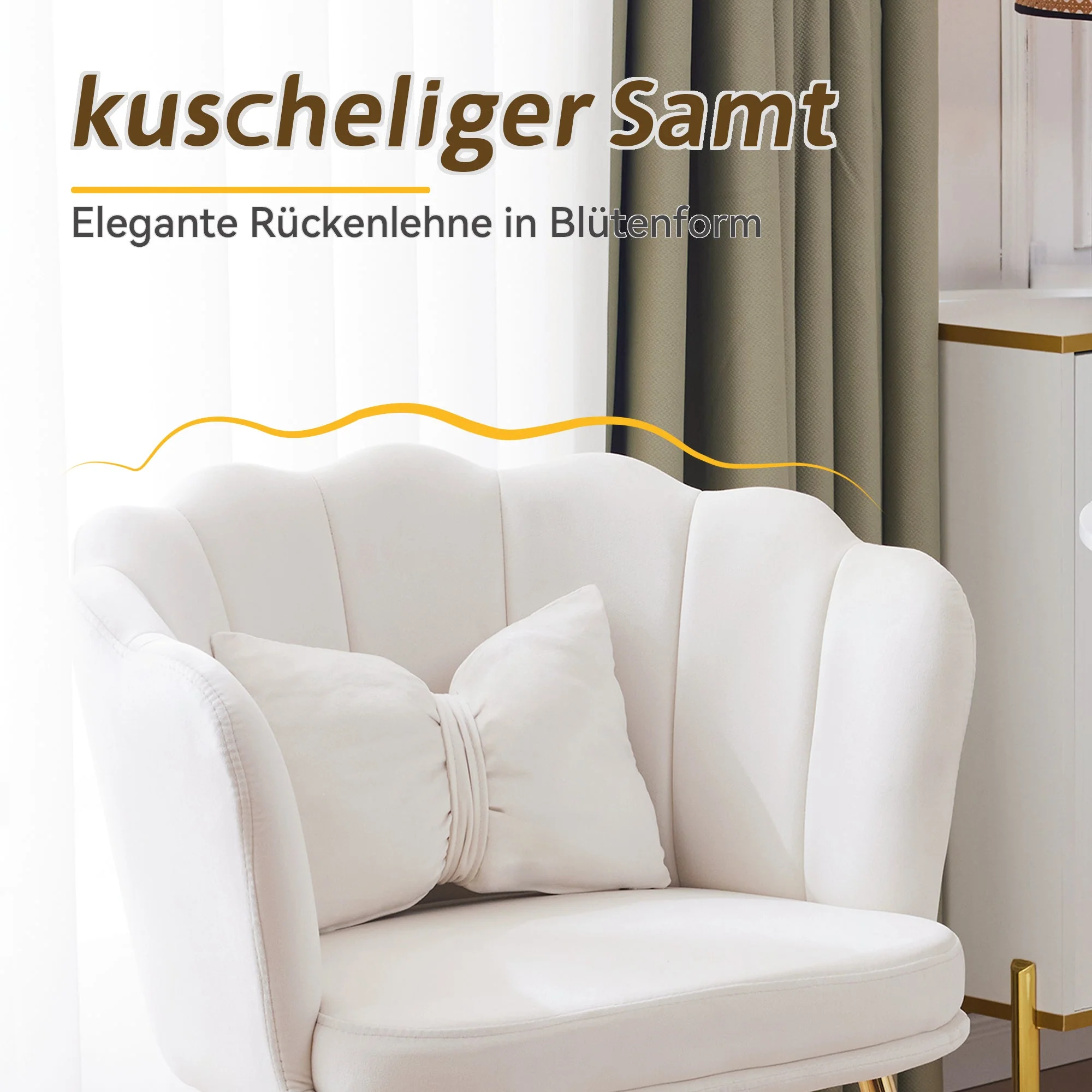 Chairs, 4 Modern Velvet Petal Back Upholstered with Gold Metal Legs and Butterfly Cushions, Velvet - Image 7