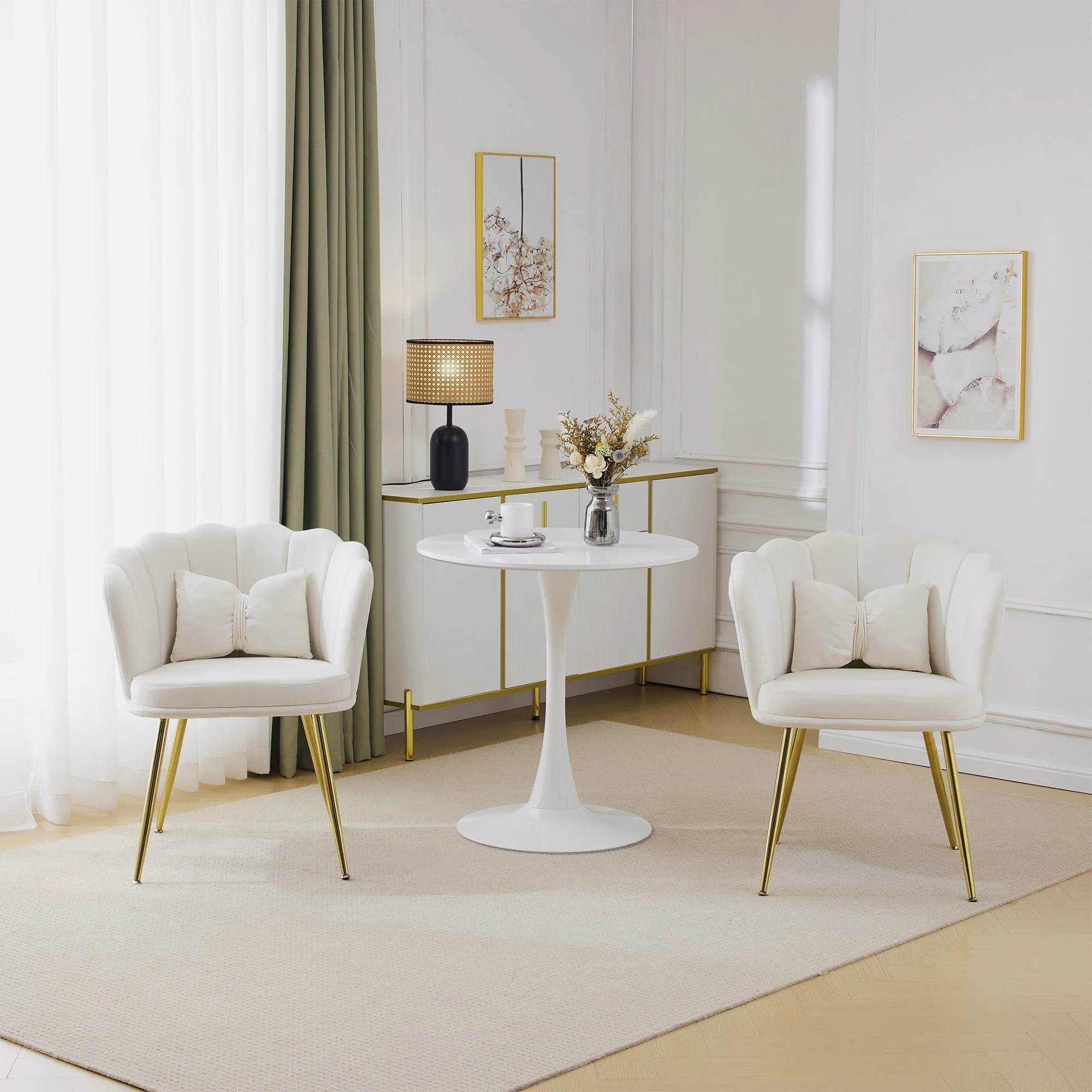 Chairs, Modern Upholstered with Petal Back & Butterfly Cushions, Velvet - Image 5