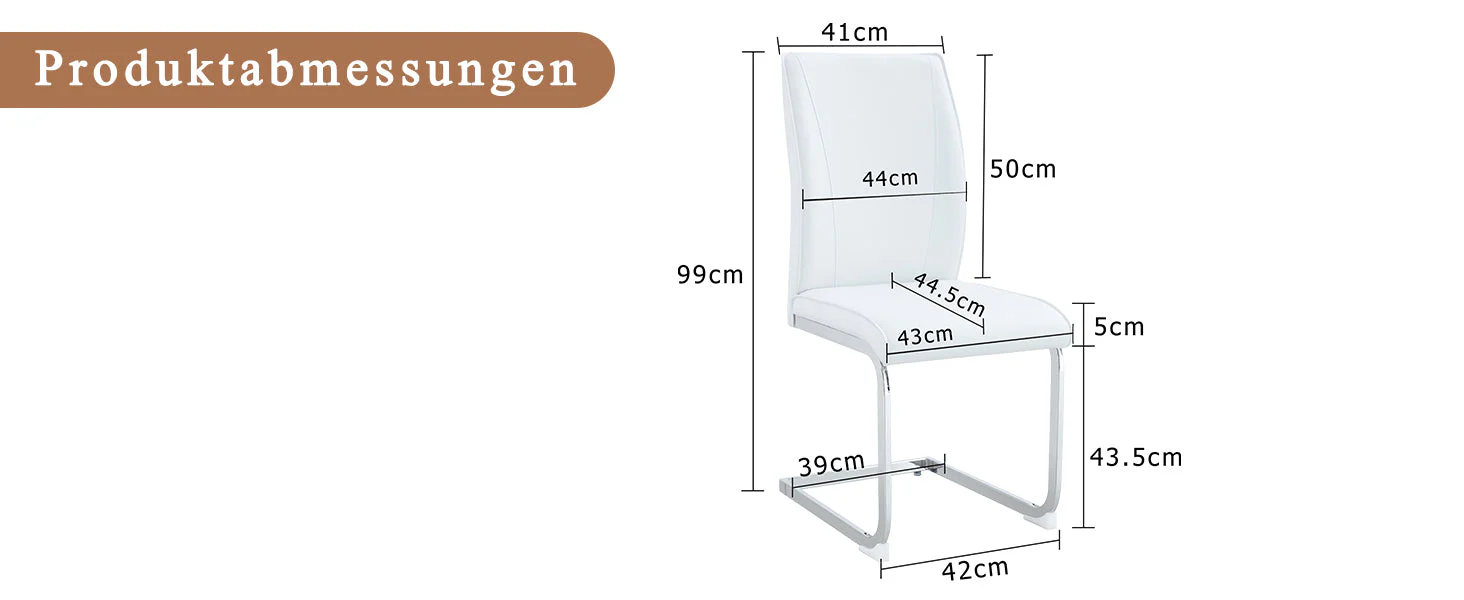 Chairs Set of 2 Elegant Modern PU Comfort Cushion Silver Metal Legs - White - Image 9