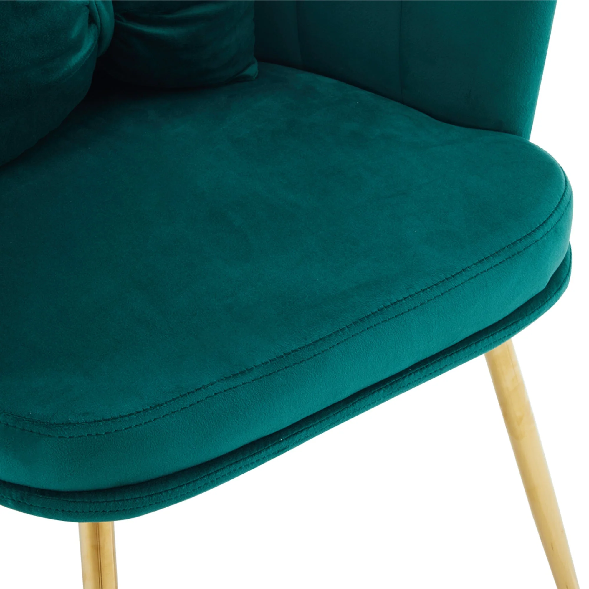 Chairs, Set of 6 Modern Velvet Upholstered with Petal Back, Gold Legs - Image 10