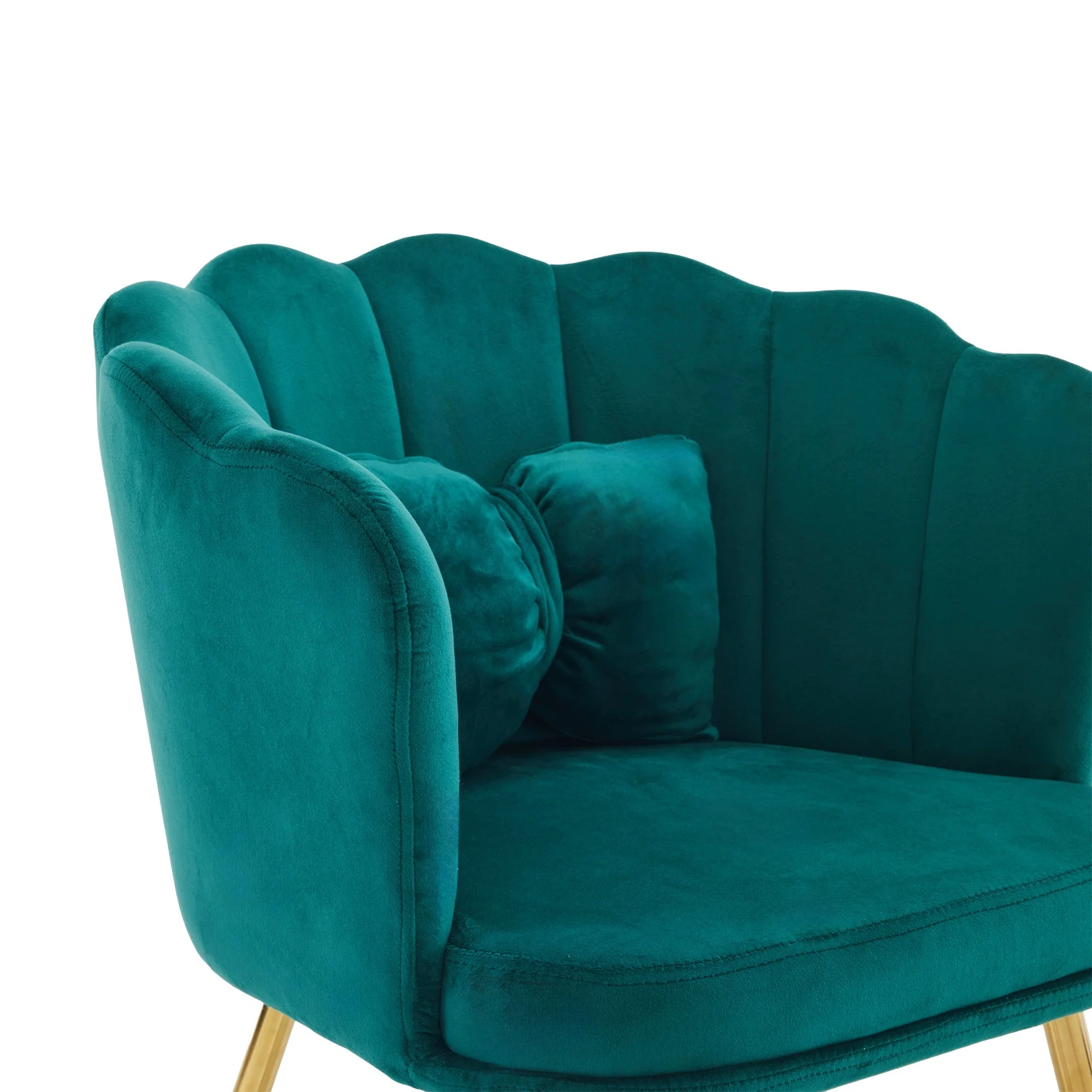 Chairs, Set of 6 Modern Velvet Upholstered with Petal Back, Gold Legs - Image 6