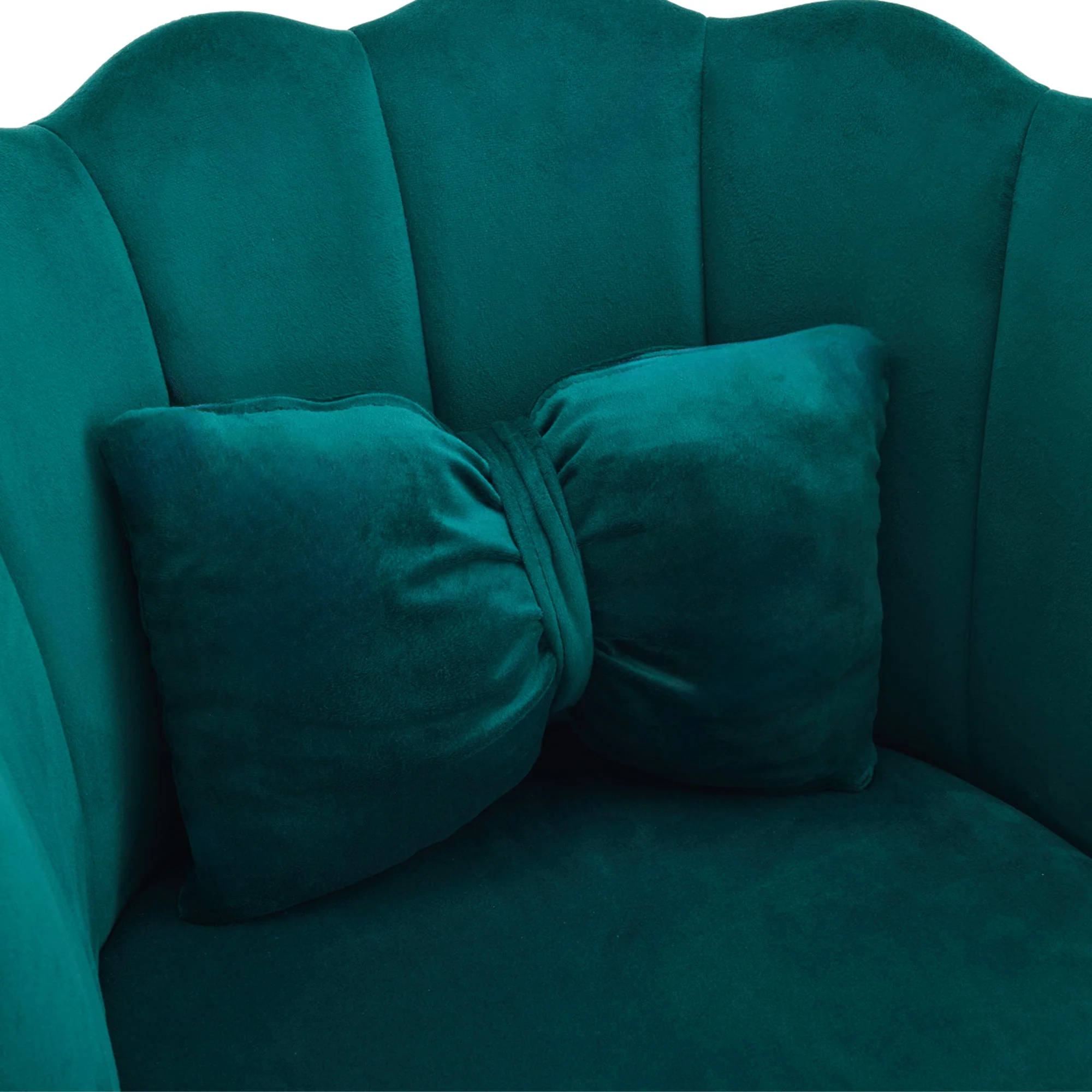 Chairs, Set of 6 Modern Velvet Upholstered with Petal Back, Gold Legs - Image 7