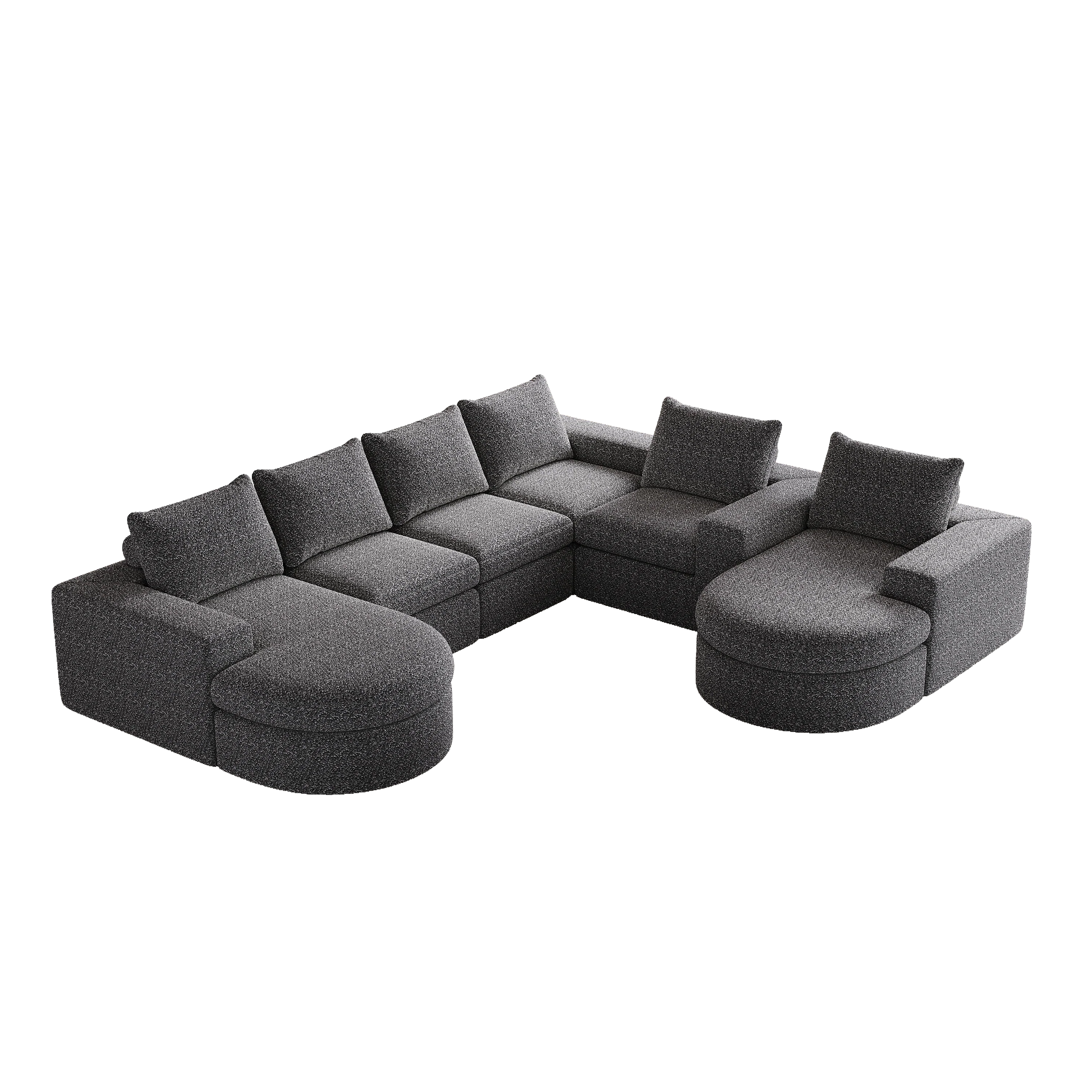 Chenille Sofa, Curved Modular L-Lounger, Two-Piece Set - Image 10