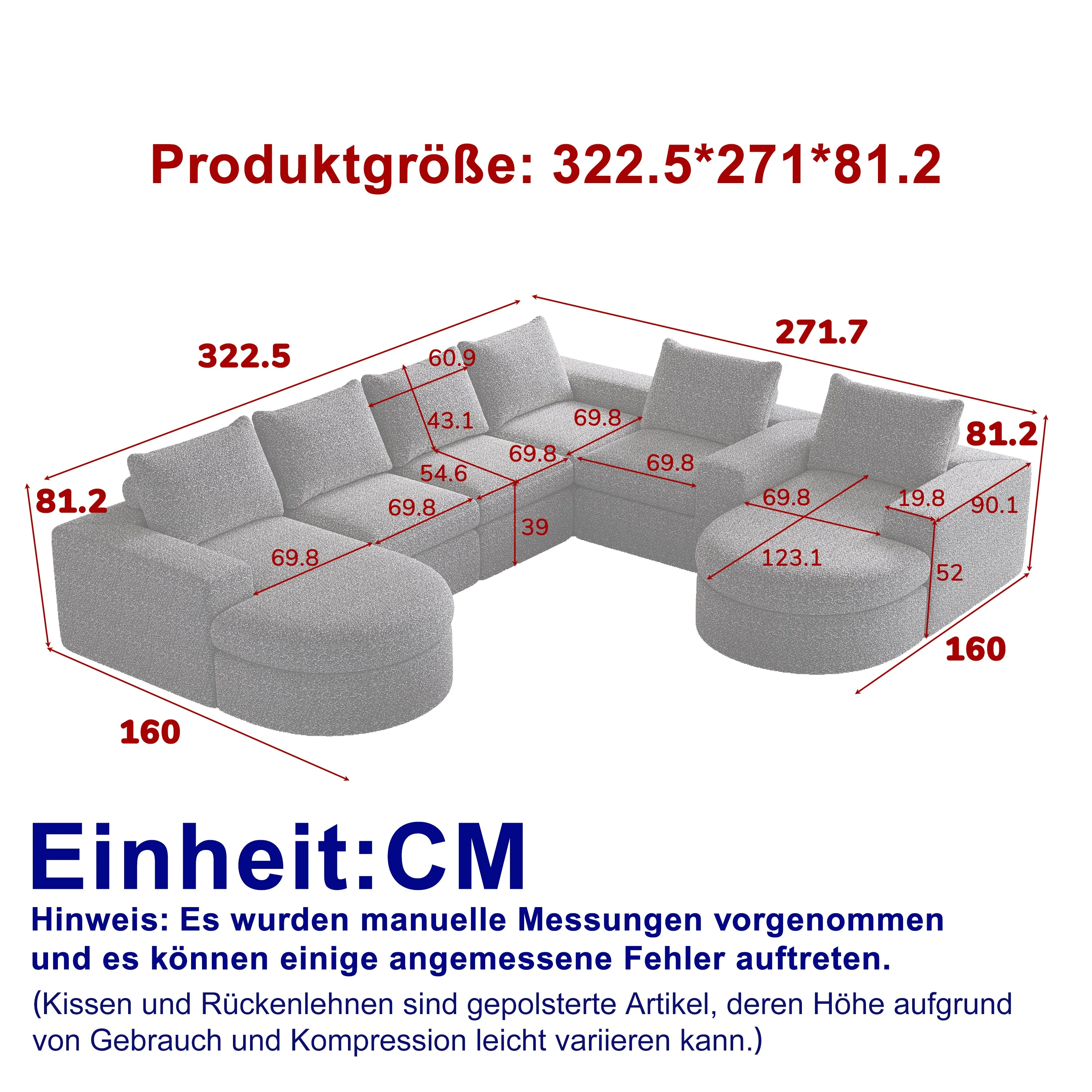 Chenille Sofa, Curved Modular L-Lounger, Two-Piece Set - Image 2