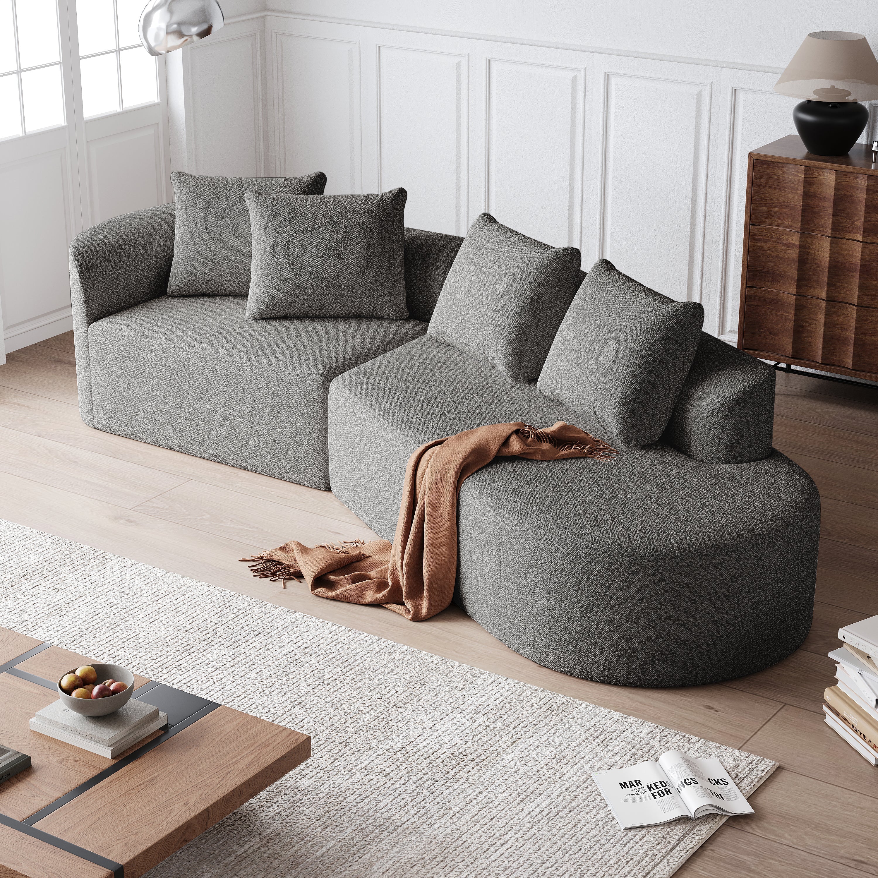 Chenille Sofa, Modern Upholstered Oversized Corner 4-Seater, freely combinable - Image 10
