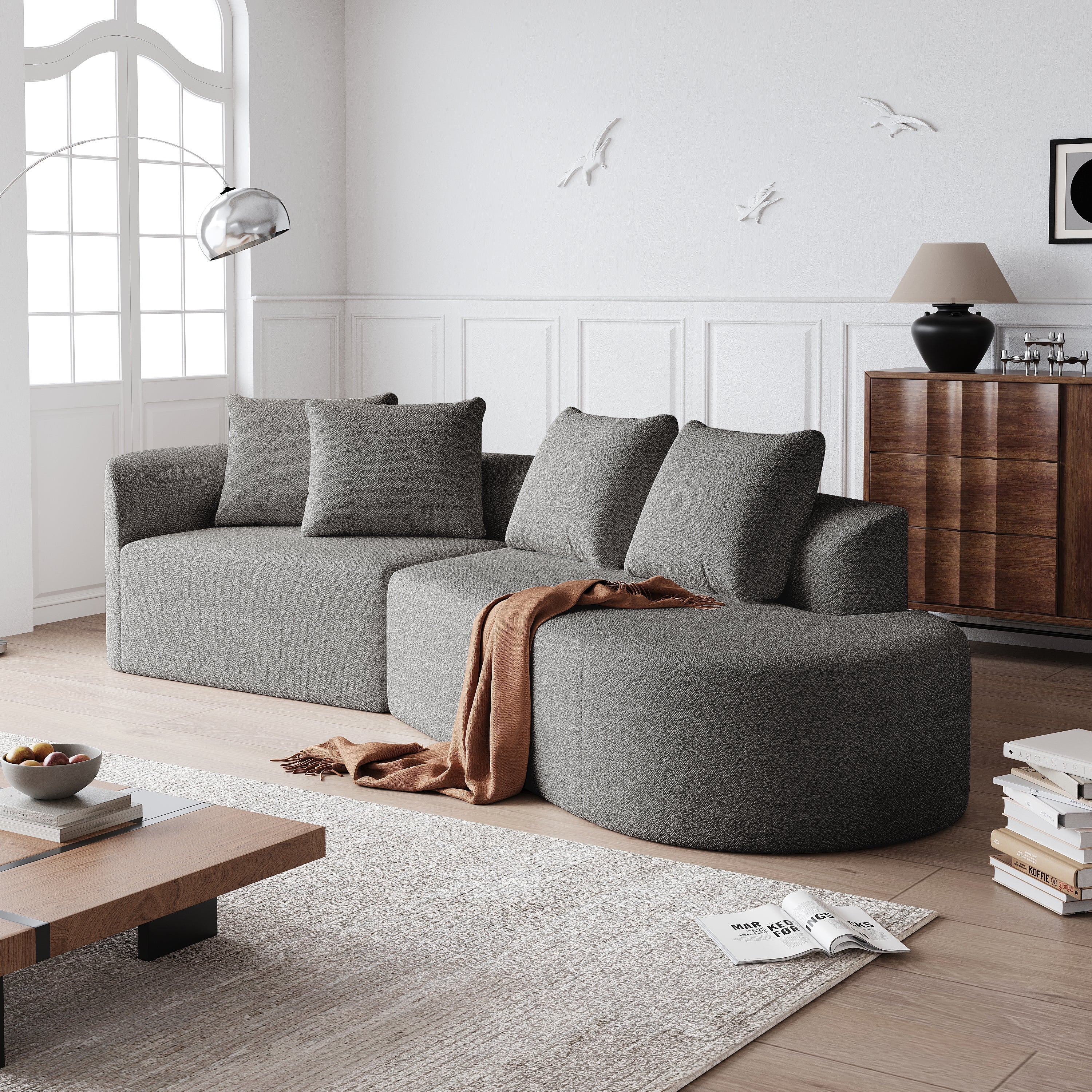 Chenille Sofa, Modern Upholstered Oversized Corner 4-Seater, freely combinable - Image 9