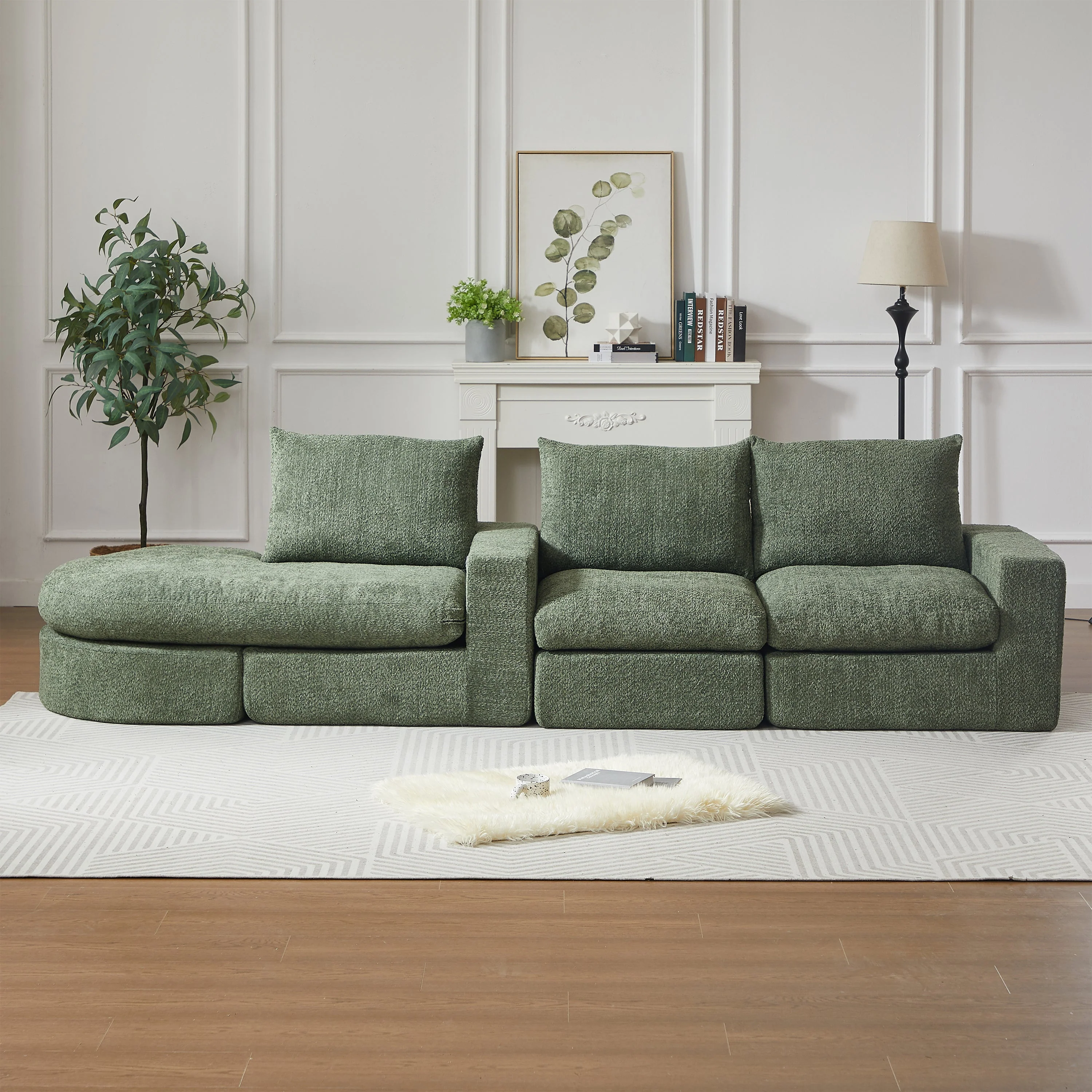 Chenille Sofa Modular L-Shaped Chaise Lounge - No Assembly - Image 4