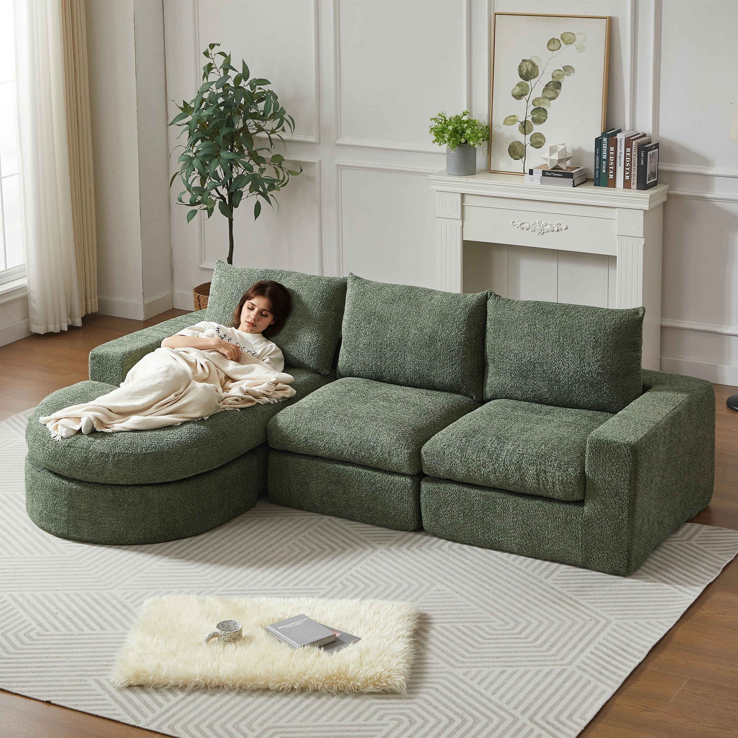Chenille Sofa Modular L-Shaped Chaise Lounge - No Assembly - Image 5