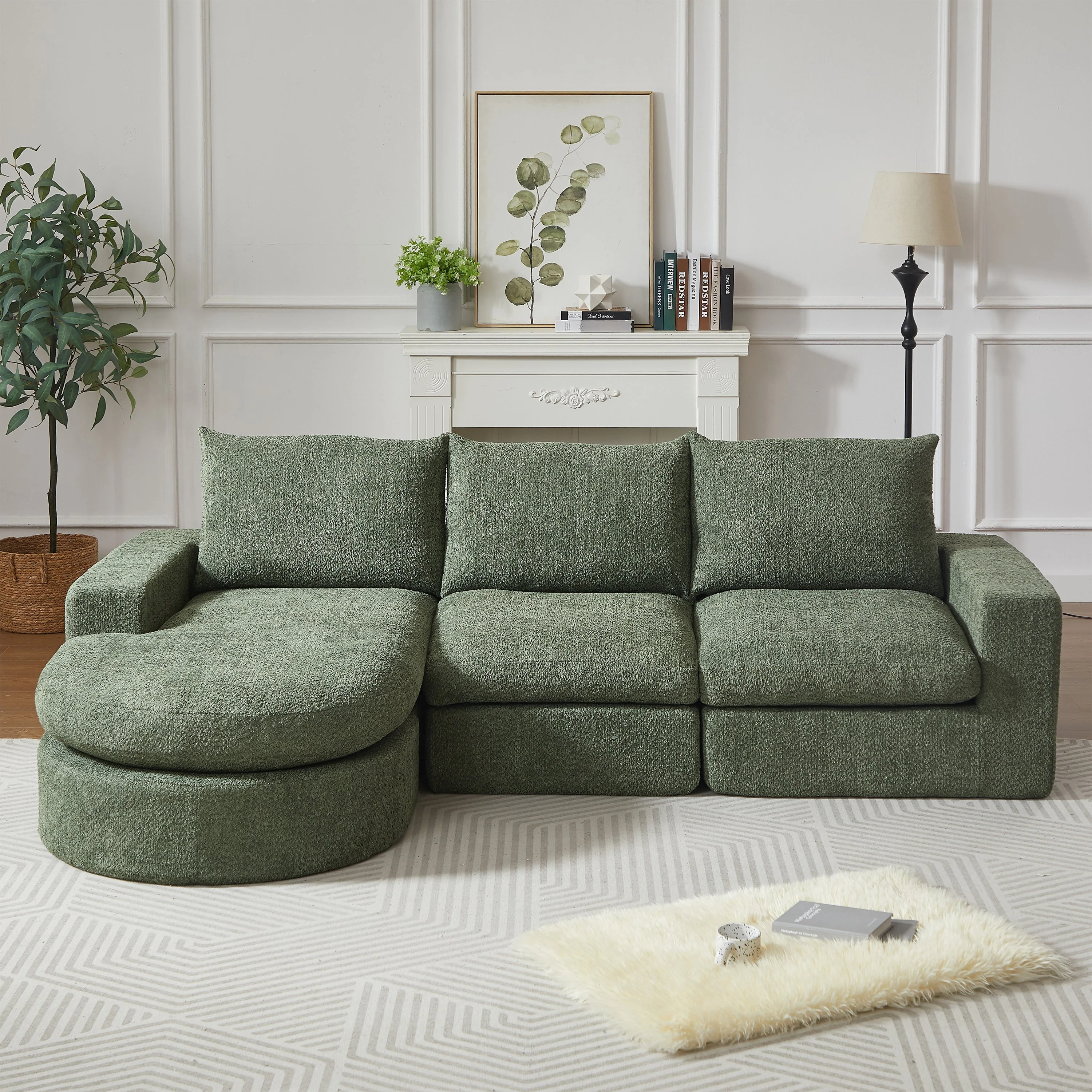 Chenille Sofa Modular L-Shaped Chaise Lounge - No Assembly - Image 8