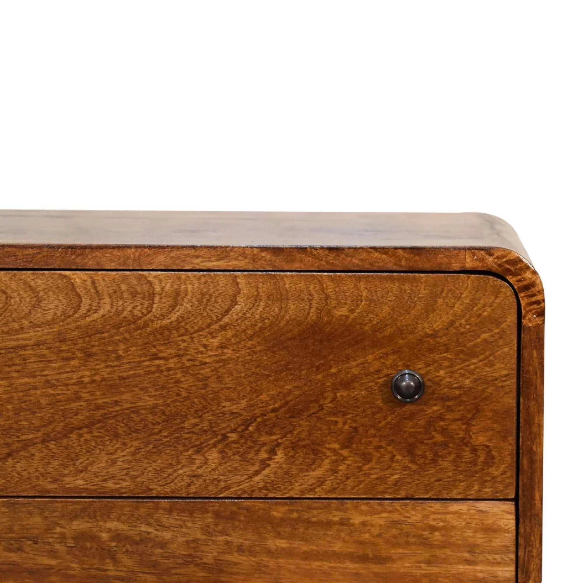 Chest, Mini Curved 3 Drawer Solid Wood Dark Brown - Image 7