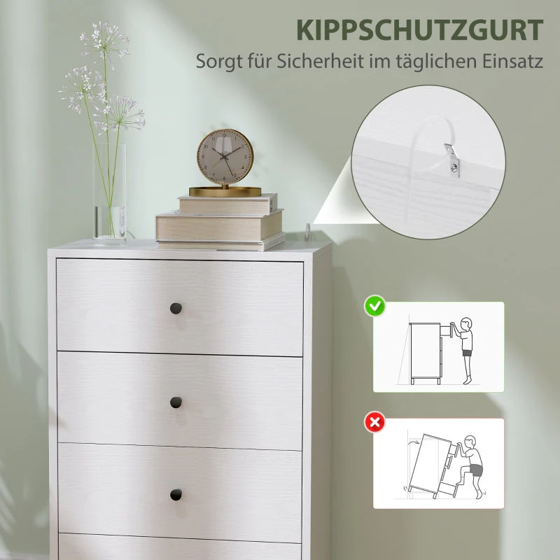 Chest of Drawers, 4 Drawer Wood Storage Cabinet, White - Image 3