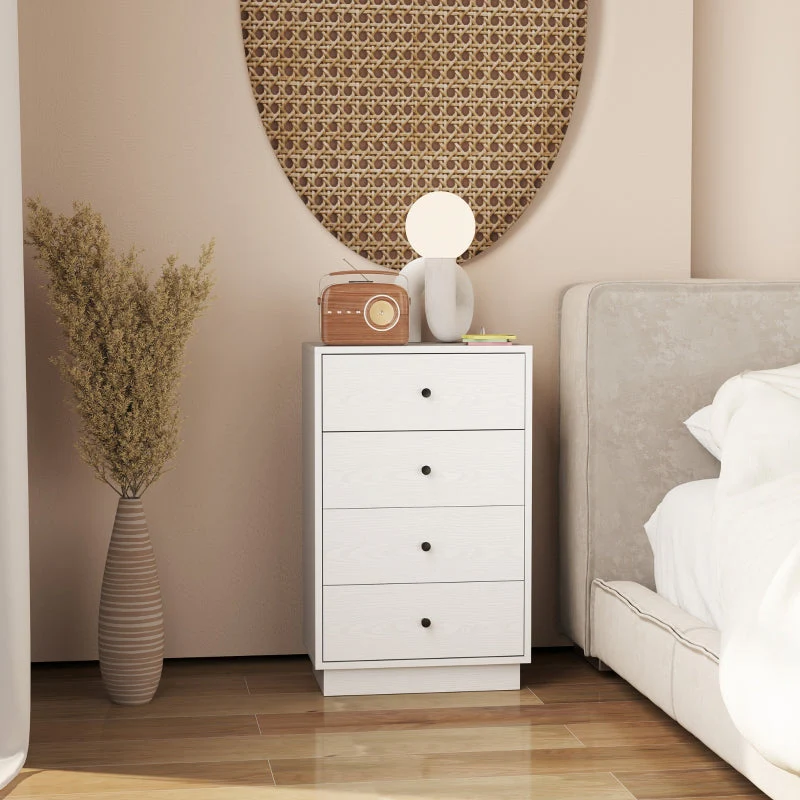 Chest of Drawers, 4 Drawer Wood Storage Cabinet, White - Image 6