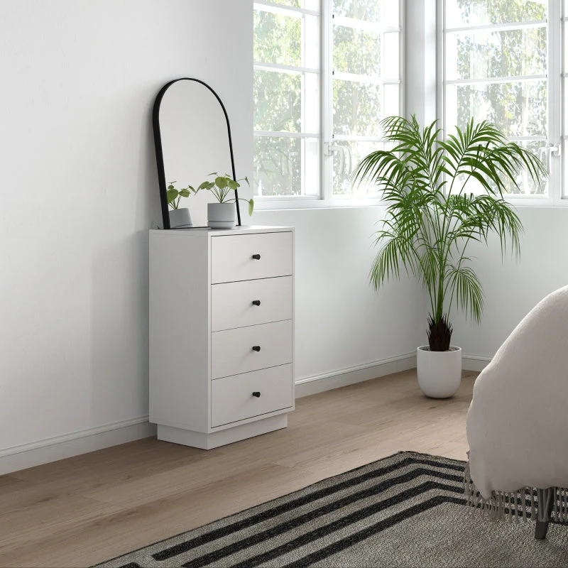 Chest of Drawers, 4 Drawer Wood Storage Cabinet, White - Image 7