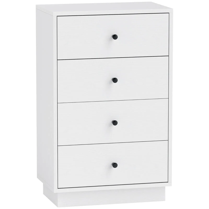 Chest of Drawers, 4 Drawer Wood Storage Cabinet, White - Image 8